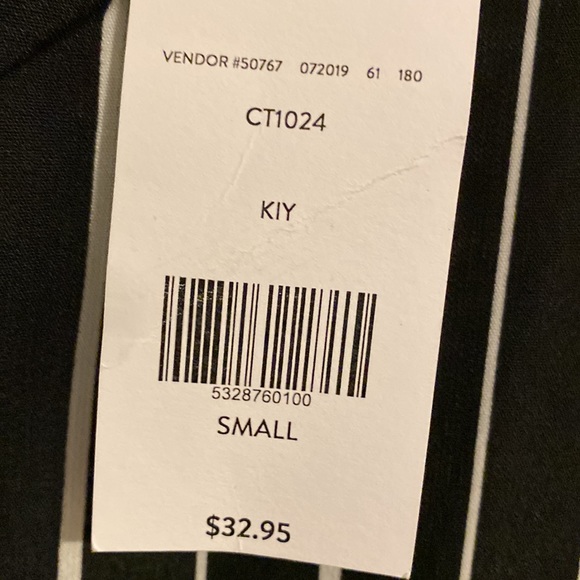 Willow & Root Pinstripe Tank with Lace Trim and Adjustable Straps. - Picture 2 of 3